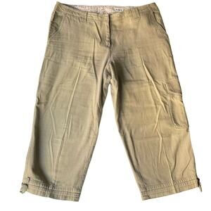 J. Gill Women’s Relaxed Cargo Linen Cropped Pants size 12, Natural/Tan